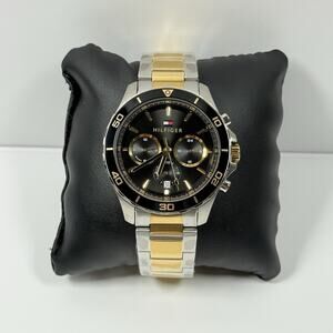 Tommy Hilfiger Jordan 1792095 Black Dial Two Tone Band Men's Watch Chronograph